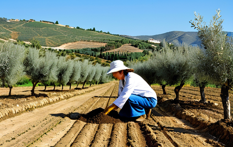 Sustainable Agriculture**

"A professional female agronomist in a field of olive trees in Andalusia, Spain, examining the soil. She is fully clothed in practical, modest work attire. The background shows rolling hills and a clear blue sky.  Safe for work, appropriate content, perfect anatomy, natural pose, professional, family-friendly, high quality photograph, demonstrating sustainable farming practices."

**