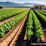 농업기술과 원예 기술 실무 - A modern agricultural field in rural Spain showcasing a sophisticated drip irrigation system install...